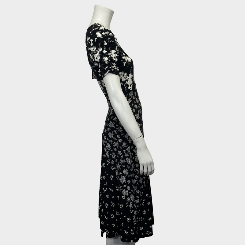 MICHAEL KORS black and white flower print short sleeve dress