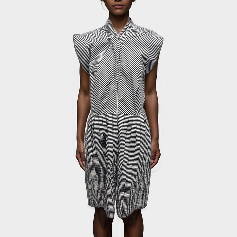 Bottega Veneta Black and white striped zipped Dress