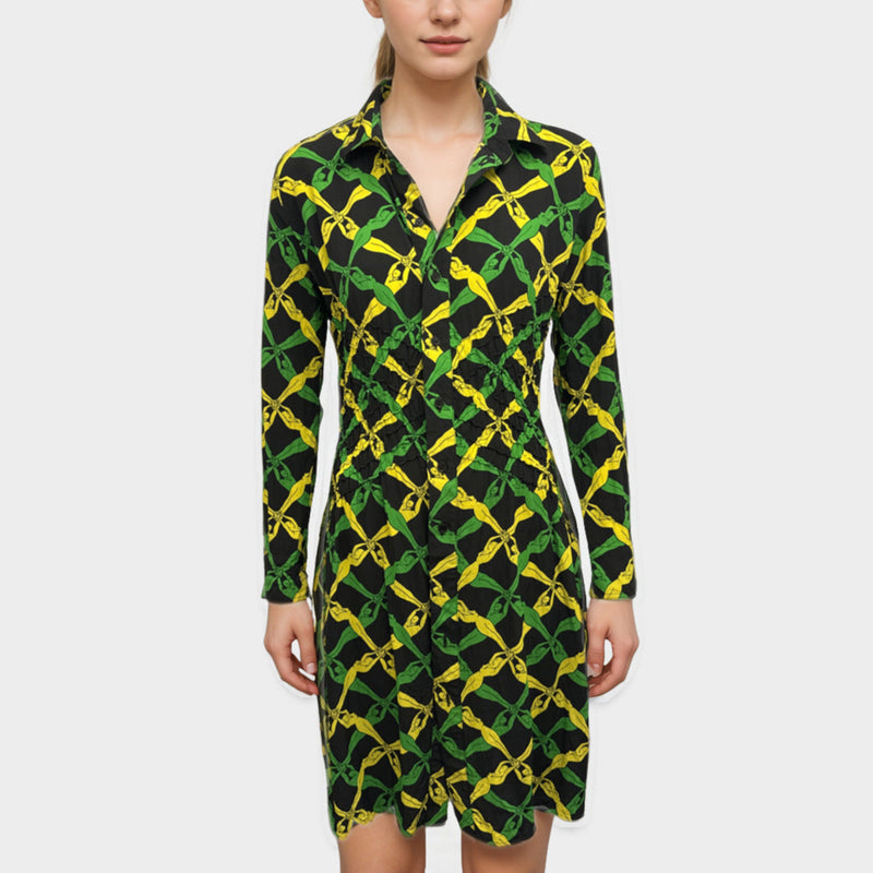 Bottega Veneta Black, yellow and green print Dress