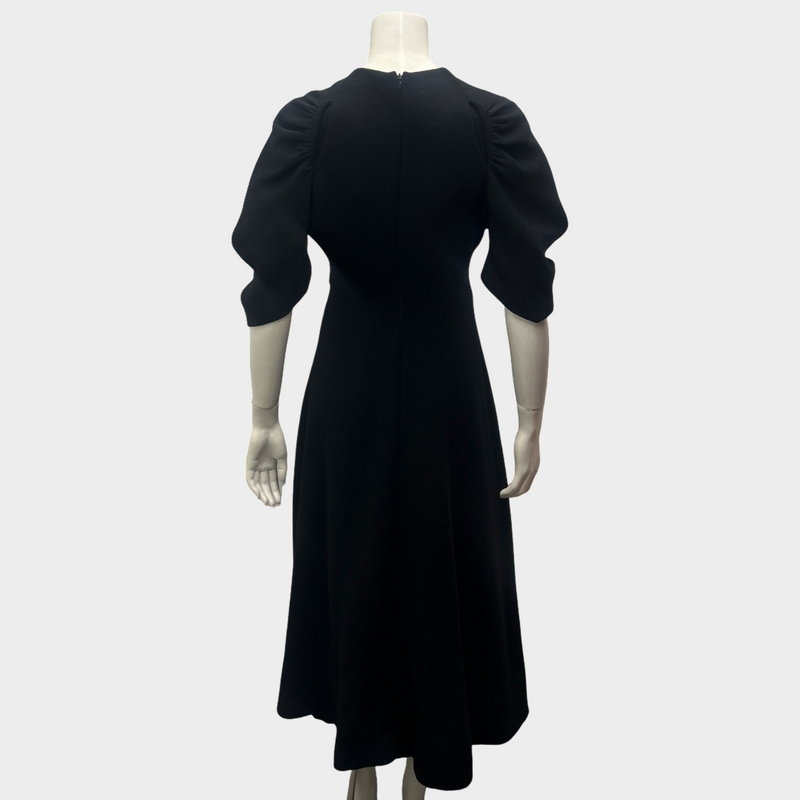 Emilia Wickstead Black Wool Dress With Puff Sleeves