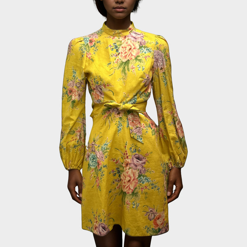 Zimmermann Yellow Linen Cotton Blend Summer Dress