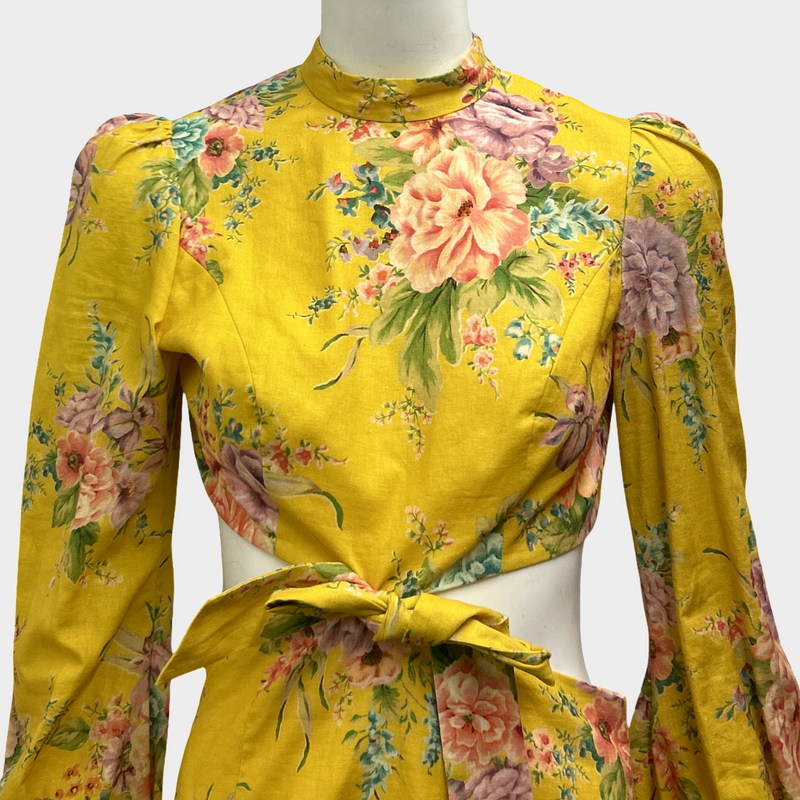 Zimmermann Yellow Linen Cotton Blend Summer Dress