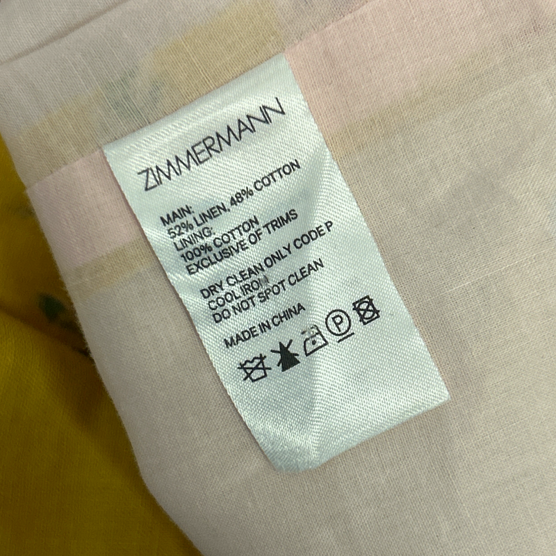Zimmermann Yellow Linen Cotton Blend Summer Dress