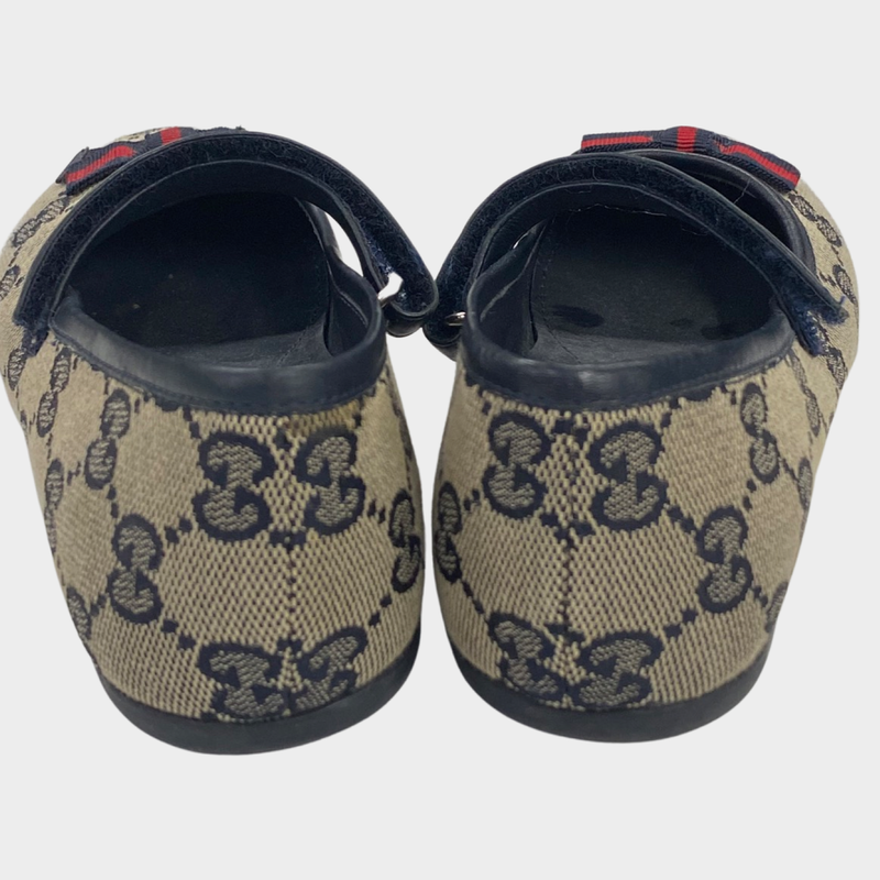 Gucci girl's brown gg monogram print ballerina shoes