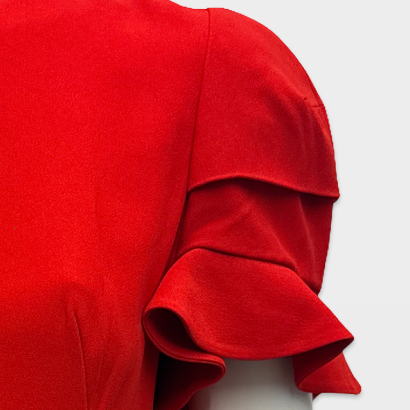 Alexander McQueen Red ruffled sleeve dress