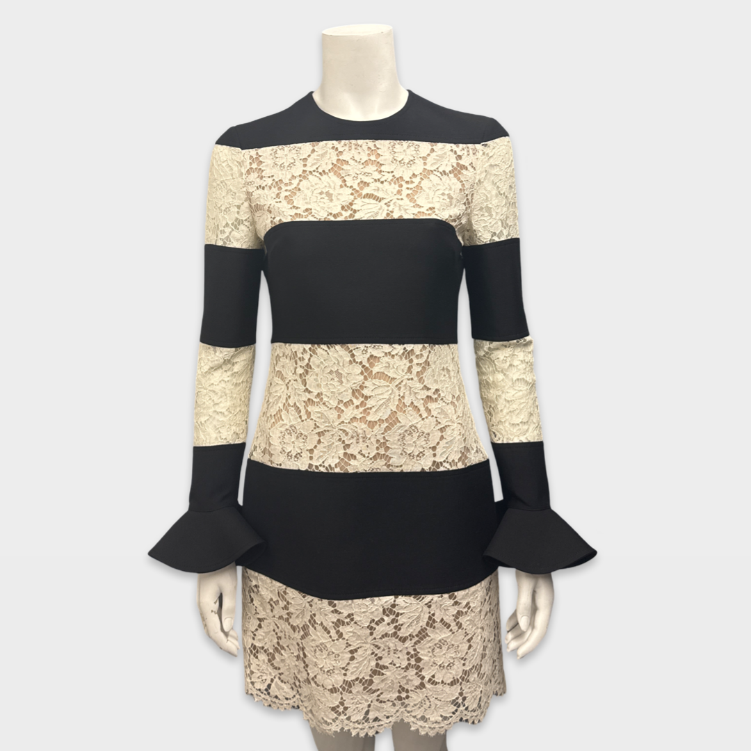 Valentino Black and White lace and wool mini Dress – Loop Generation