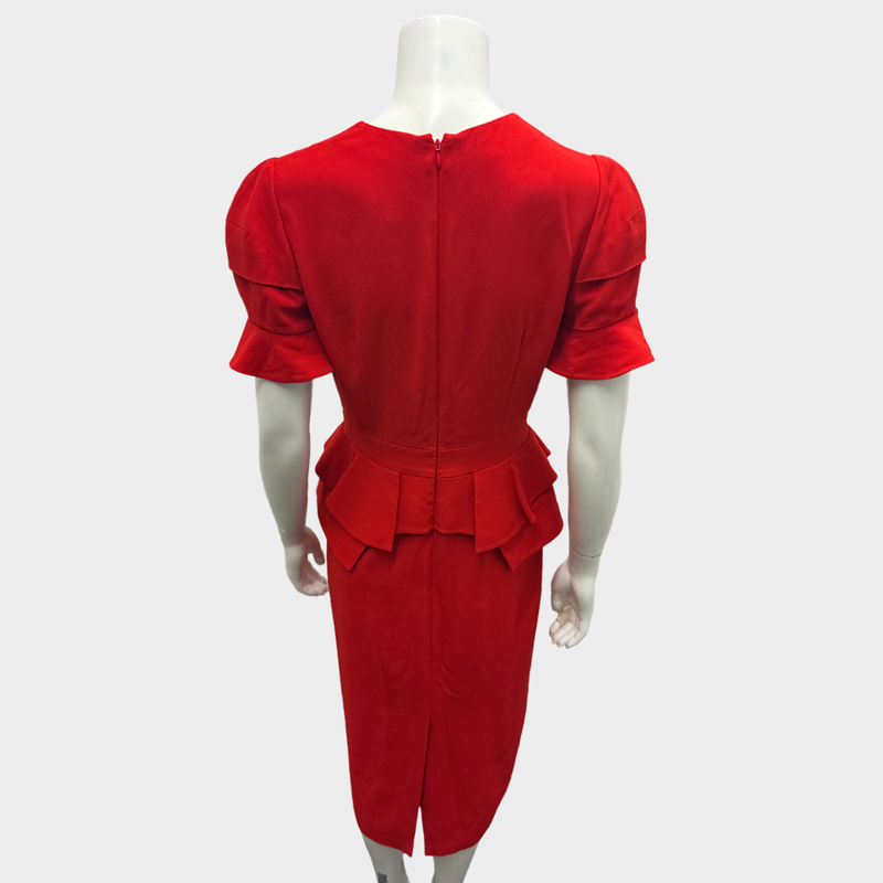 Alexander McQueen Red ruffled sleeve dress