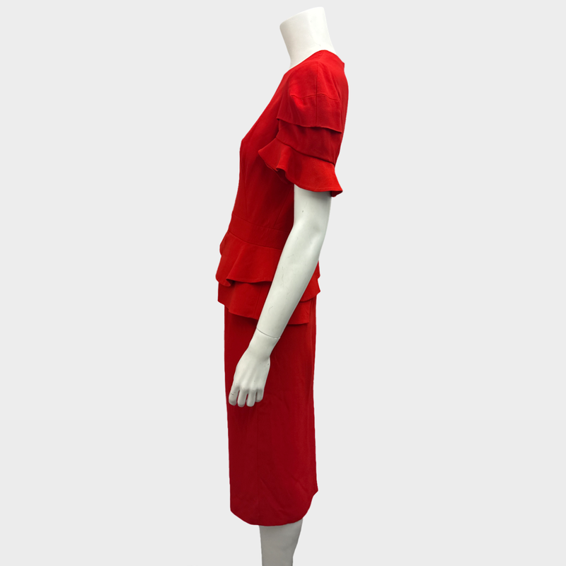Alexander McQueen Red ruffled sleeve dress