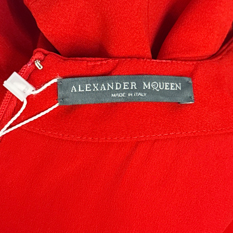 Alexander McQueen Red ruffled sleeve dress