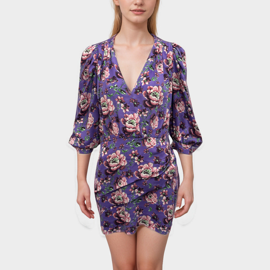 Magda Butrym Purple floral print silk mini Dress – Loop Generation