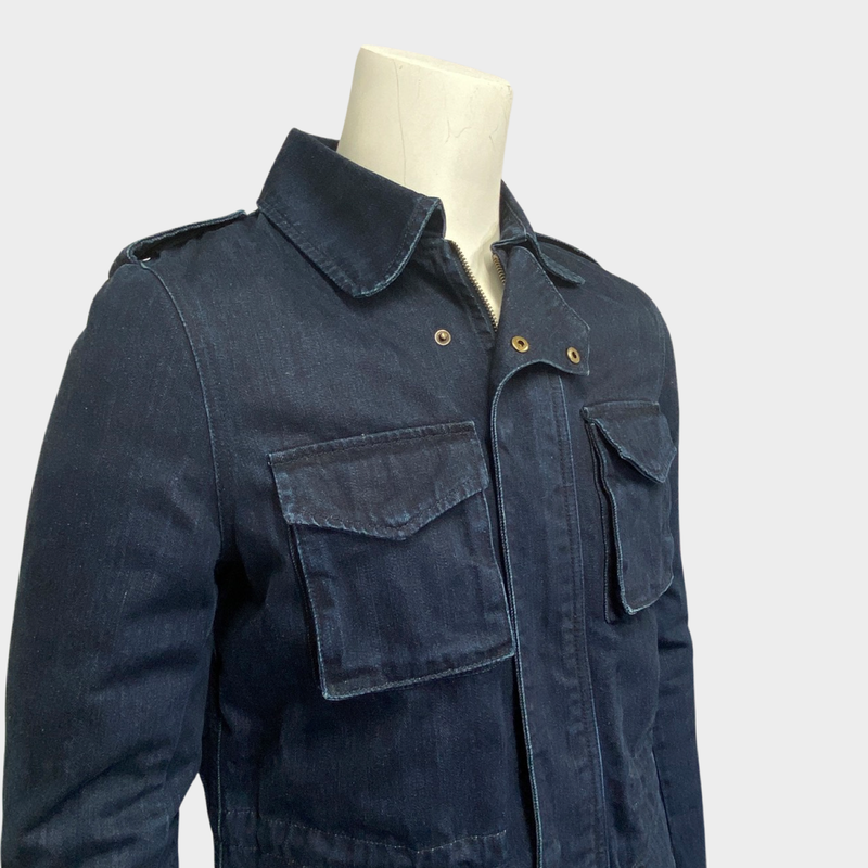 Yves Salomon men's denim parka jacket