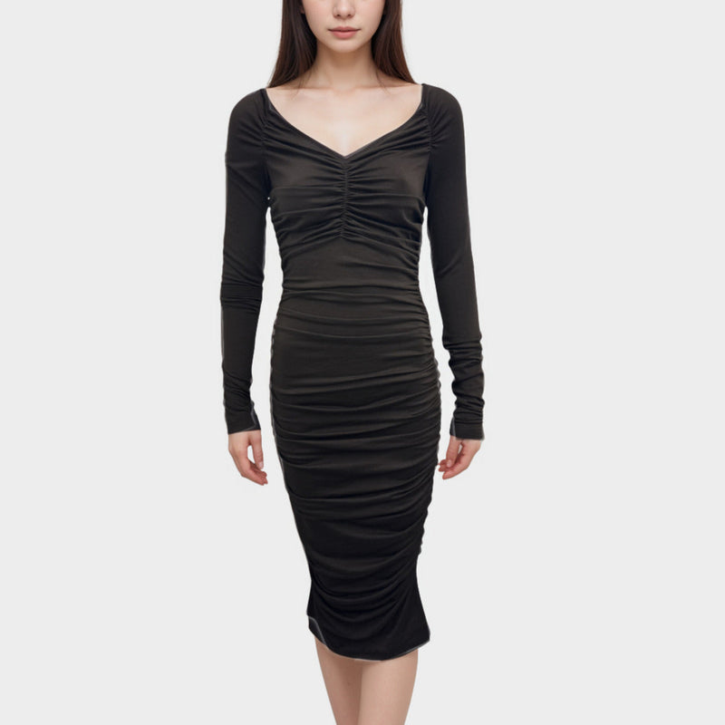 DOLCE&GABBANA Brown jersey wool dress