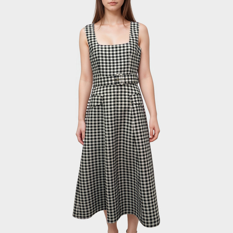 Emilia Wickstead Black And White Gingham A-line Dress