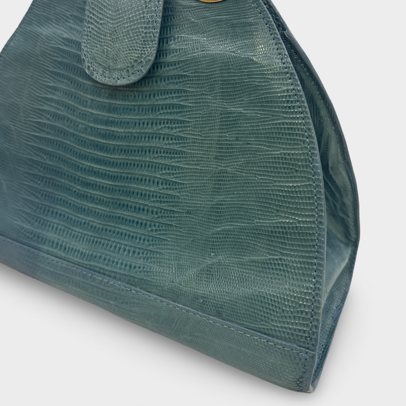 Delge Women's turquoise exotic leather Handbag