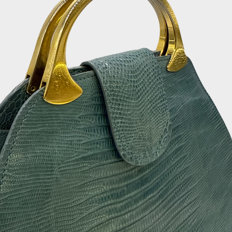 Delge Women's turquoise exotic leather Handbag