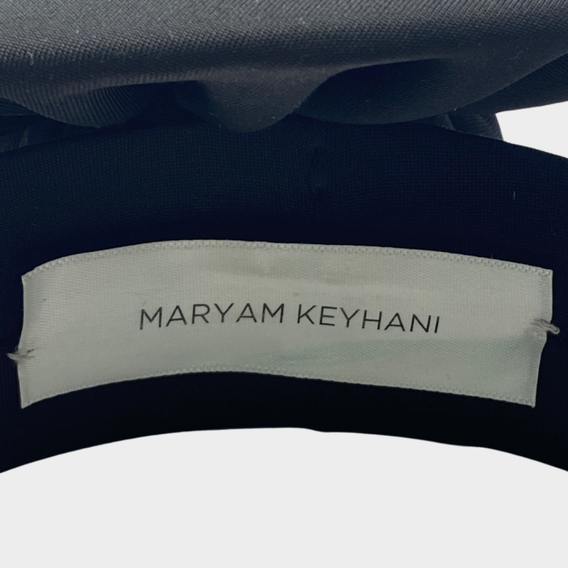 Maryam Keyhani black round cylinder headpiece