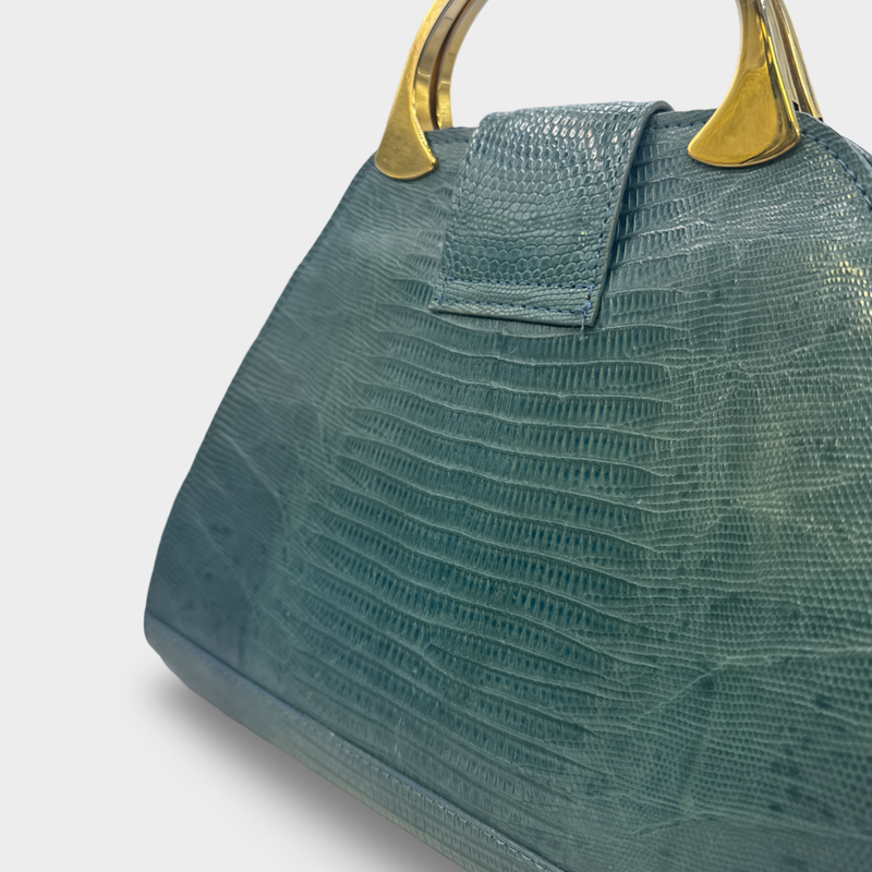 Delge Women's turquoise exotic leather Handbag