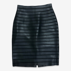 Burberry Black Panelled Leather Pencil Skirt