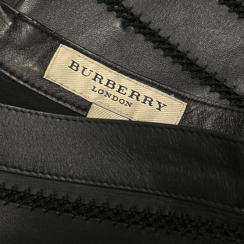 Burberry Black Panelled Leather Pencil Skirt