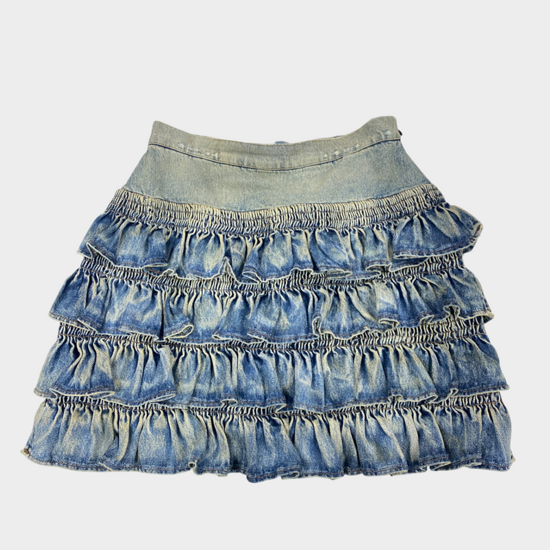Miu Miu blue denim pleated skirt