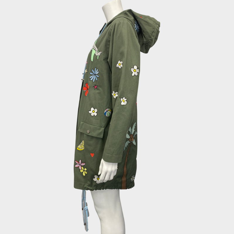 Mira Mikati women's khaki no risk no fun embroidered print jacket