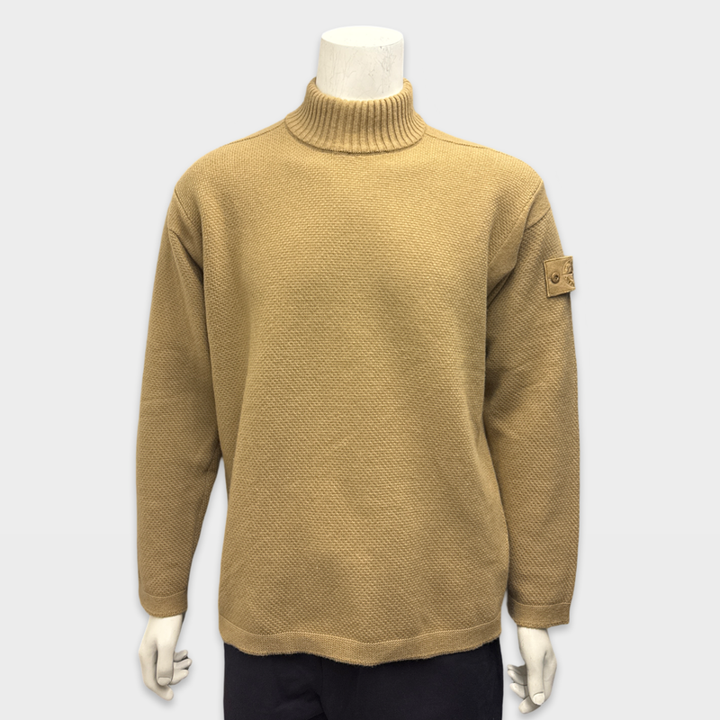 Stone Island Men's Beige Ghost Piece Geelong Wool Turtleneck Sweater