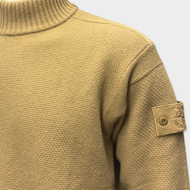 Stone Island Men's Beige Ghost Piece Geelong Wool Turtleneck Sweater