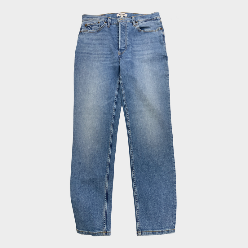 Re/Done women’s blue 90s high rise ankle crop jeans