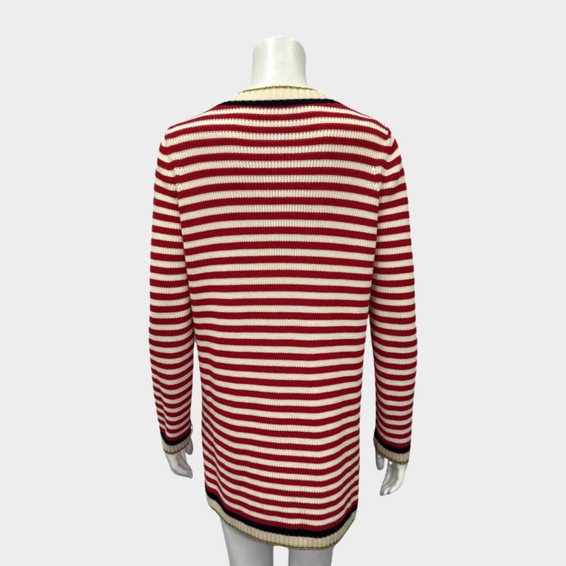 Gucci women's white and red striped knitted cardigan