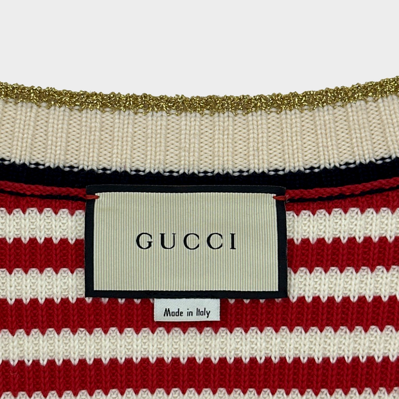 Gucci women's white and red striped knitted cardigan