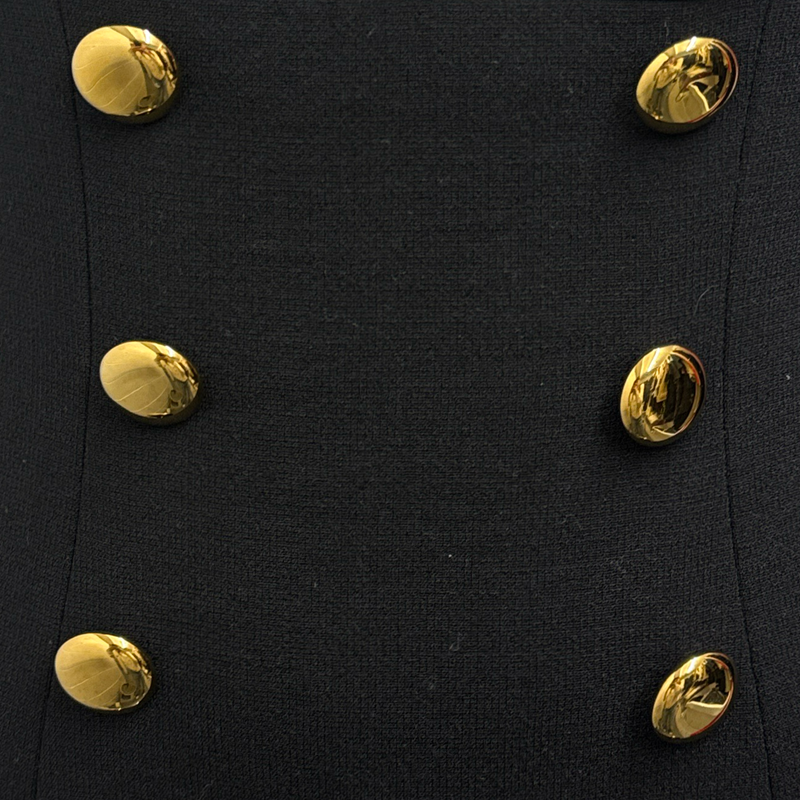 Dolce&Gabbana Black Wool Dress With Double-Breasted Gold Button Detail