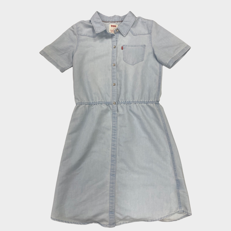 Levi's girl's sky blue cotton short sleeved t-shirt dress