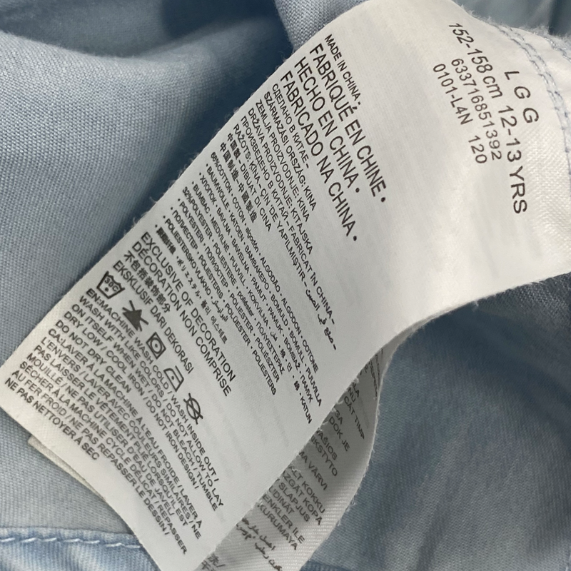 Levi's girl's sky blue cotton short sleeved t-shirt dress
