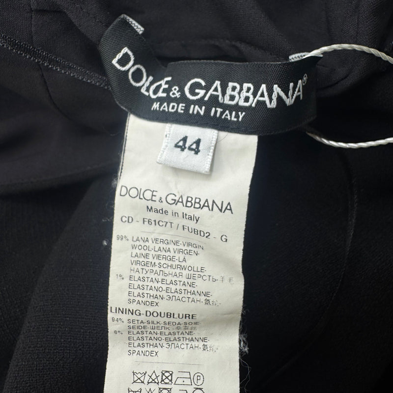 Dolce&Gabbana Black Wool Dress With Double-Breasted Gold Button Detail