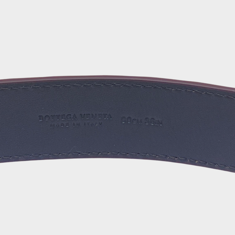 Bottega Veneta women's burgundy intrecciato leather belt