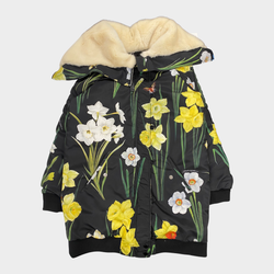 Dolce&Gabbana girl's black floral goose down coat