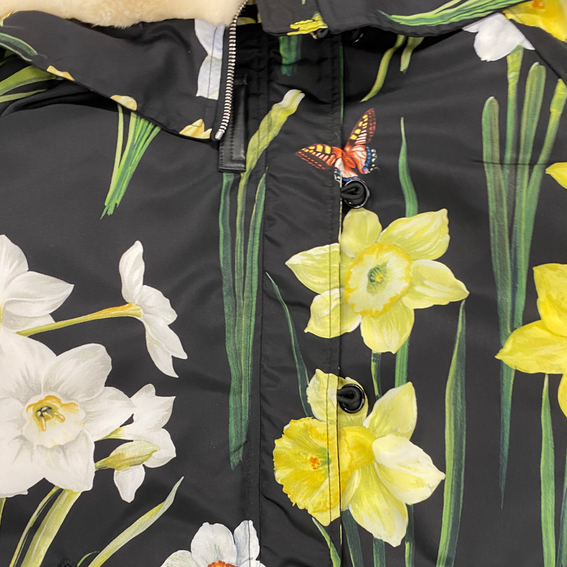 Dolce&Gabbana girl's black floral goose down coat