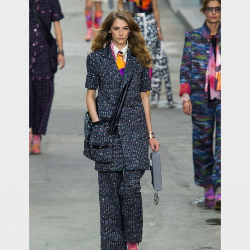 Chanel Girl 2015 brown leather and multicolour tweed Tote bag