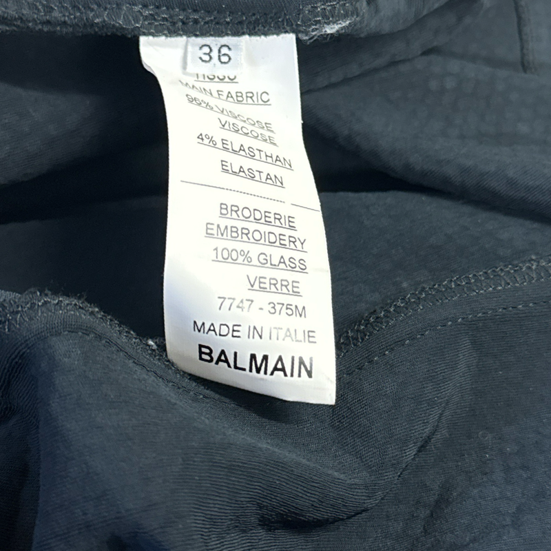 Balmain Women's Black with multicolor crystal patterns belted cardigan