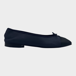 Chanel black and navy aged calfskin ballet flats