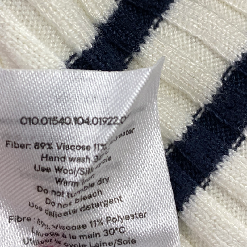 Rixo sleeveless white and navy ribbed dress