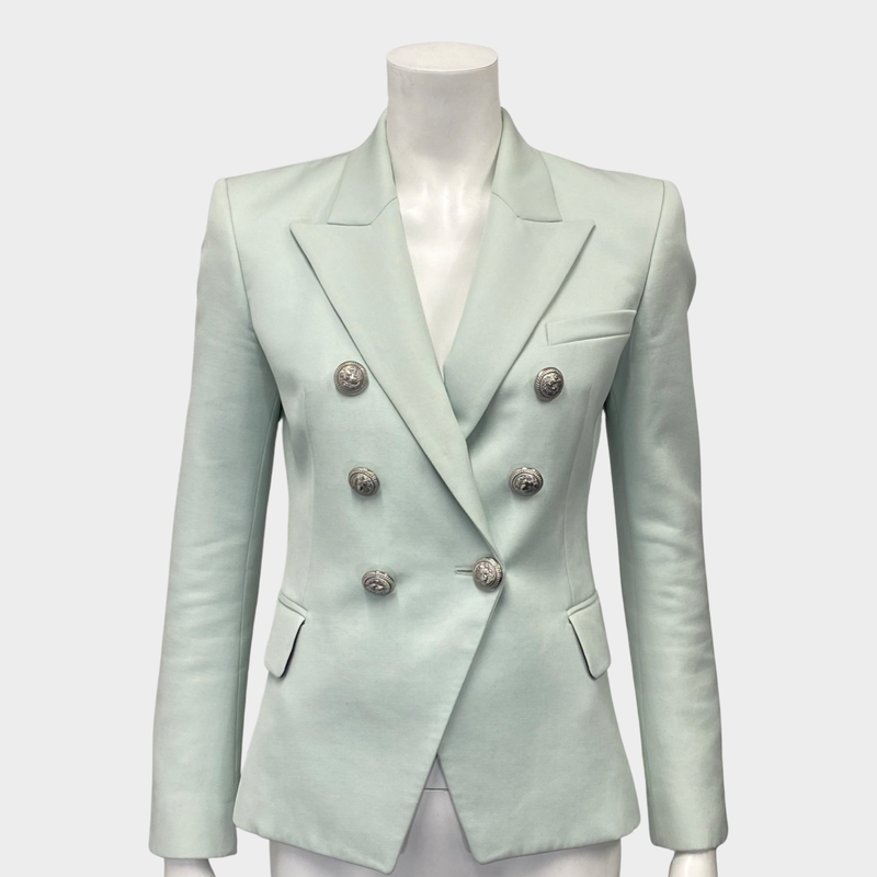 Balmain women's mint green wool blazer jacket