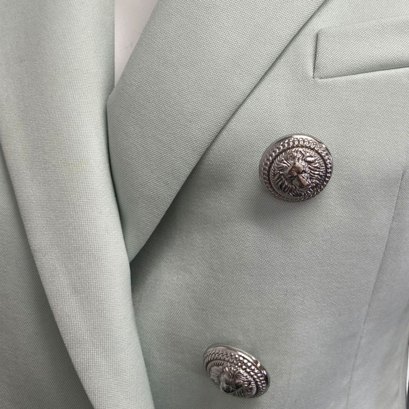 Balmain women's mint green wool blazer jacket