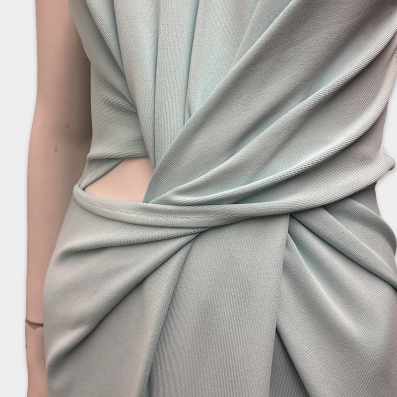 Bottega Veneta Light Blue Cutout Draped Midi Dress