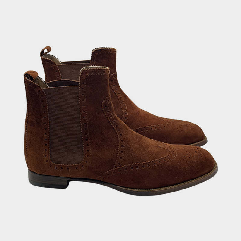 Hermes women's brown suede Chelsea boots
