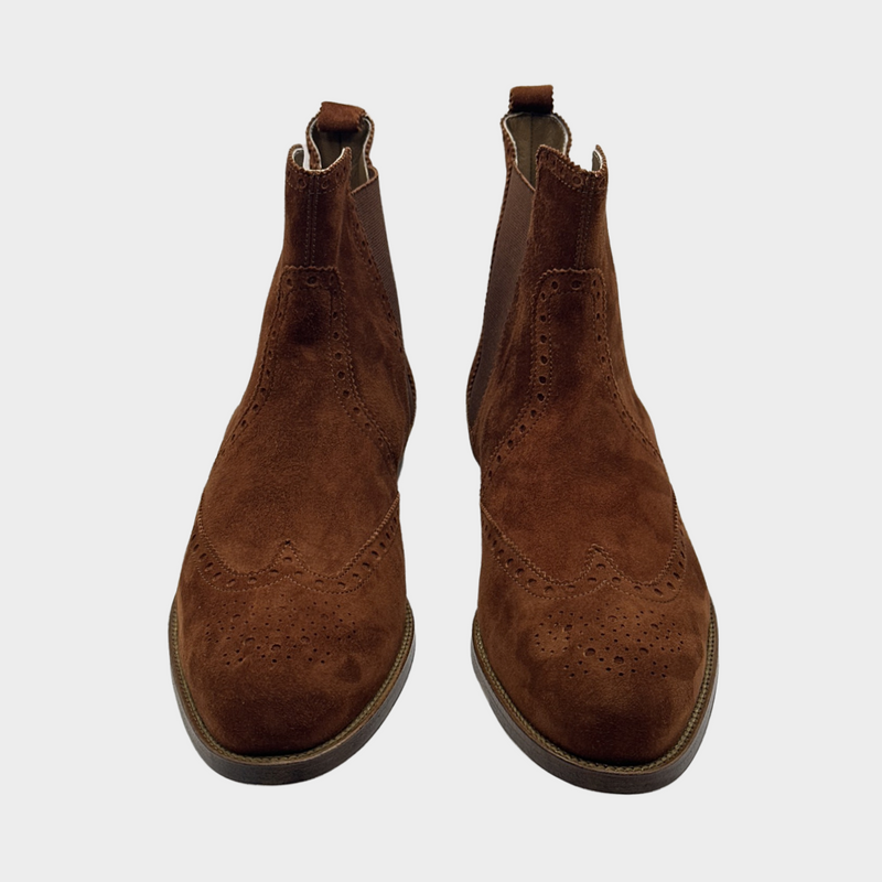 Hermes women's brown suede Chelsea boots