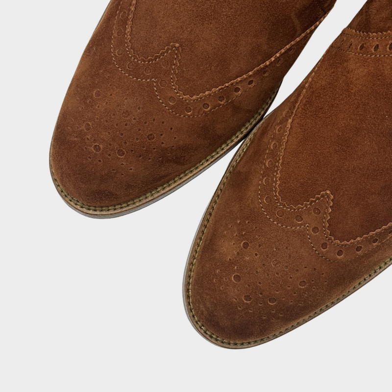 Hermes women's brown suede Chelsea boots