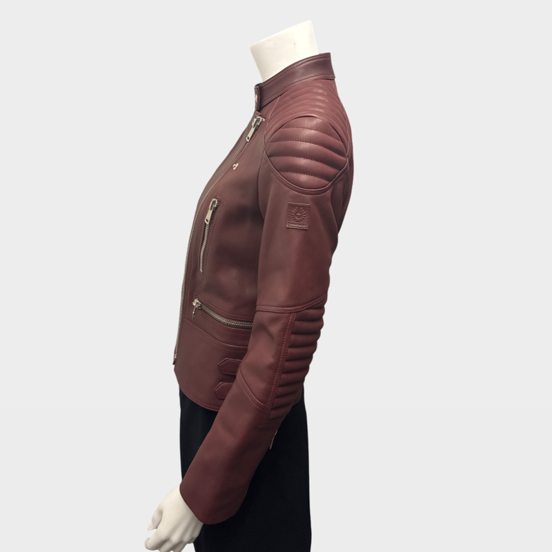 Belstaff Women's Burgundy Leather Jacket UK8