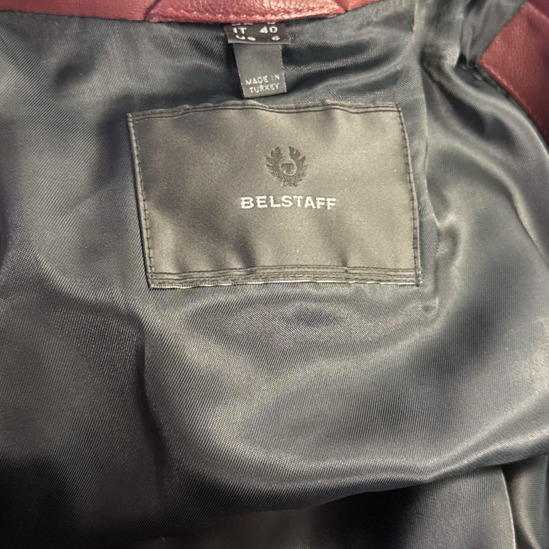 Belstaff Women's Burgundy Leather Jacket UK8