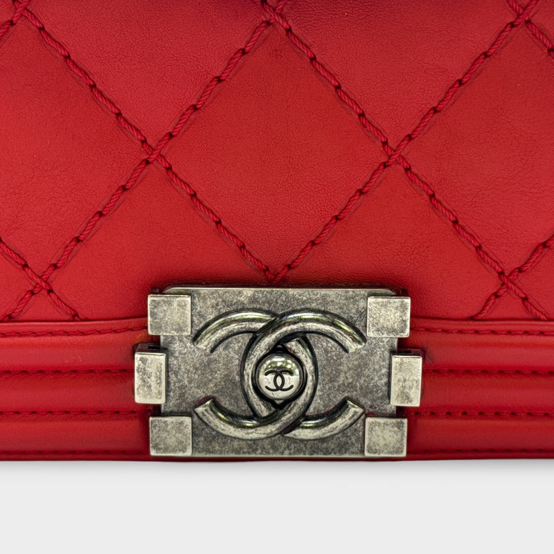 Chanel 2013-2014 Red Boy Lambskin Handbag